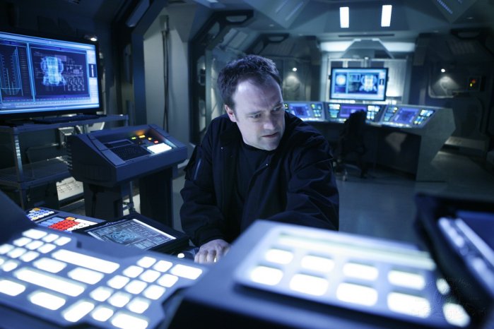 Dr. Rodney McKay (David Hewlett) tries to figure out what is going on with the ship.
