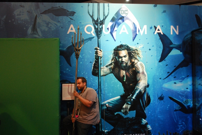 Jason Momoa is all over the Warner Bros. booth
