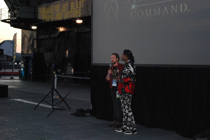 Stargate Command's Kieran Dickson and Christopher Judge welcome the crowd
