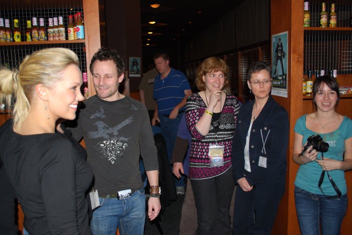 Sanctuary's Emilie Ullerup and Ryan Robbins with fans.
