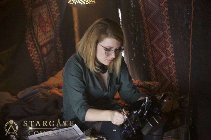 Director Mercedes Bryce Morgan on the set of Stargate Origins
