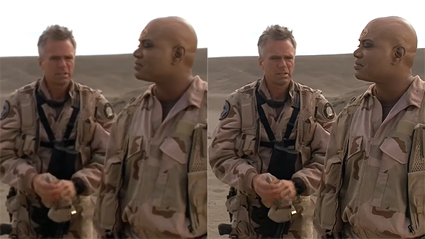 Stargate SG-1 AI upscaling comparison ("Exodus")