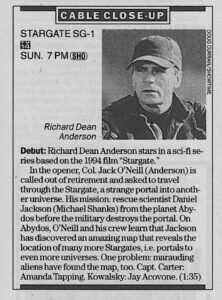 Stargate SG-1 Showtime premiere newspaper clipping (1997)