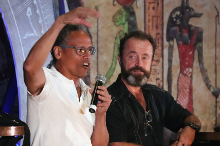 Peter Williams and David Nykl on stage at Gatecon: The Celebration (2022)